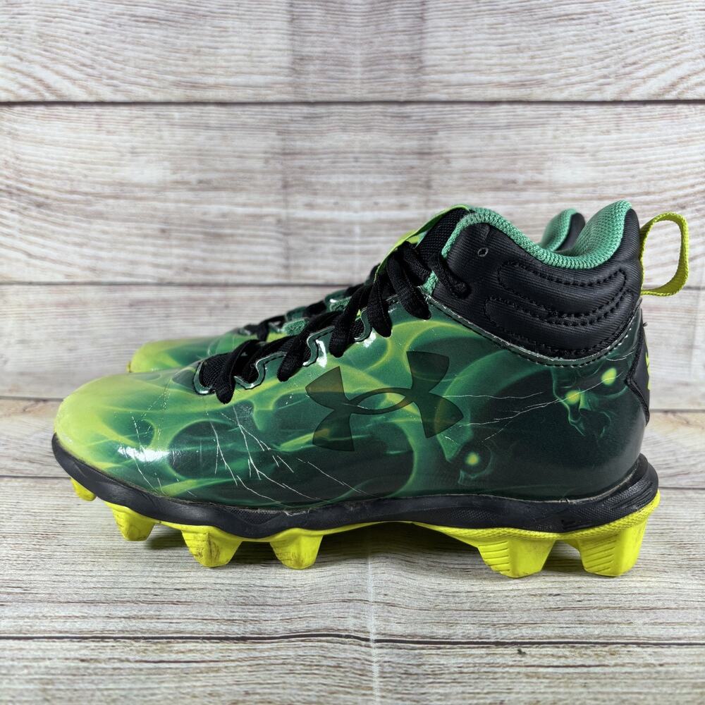 Under Armour Green and Black Kids Football Cleats